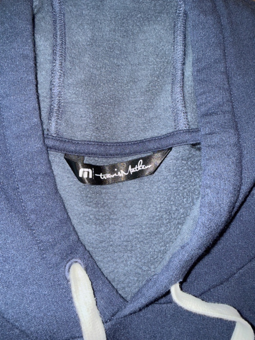 Travis Matthew Men's Navy Blue Hooded Sweatshirt with Drawstring - Picture 2 of 15